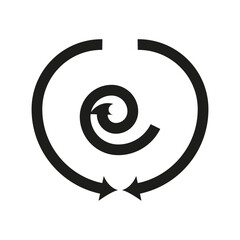 Obraz premium Circular arrow icon. Rotation repeat symbol. Spiral movement Vector. Black white sign.