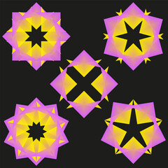 Abstract floral patterns. Geometric vector emblems. Colorful flower illustration. Dynamic motion designs