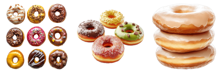 Variety of delectable donuts featuring different colors and flavors