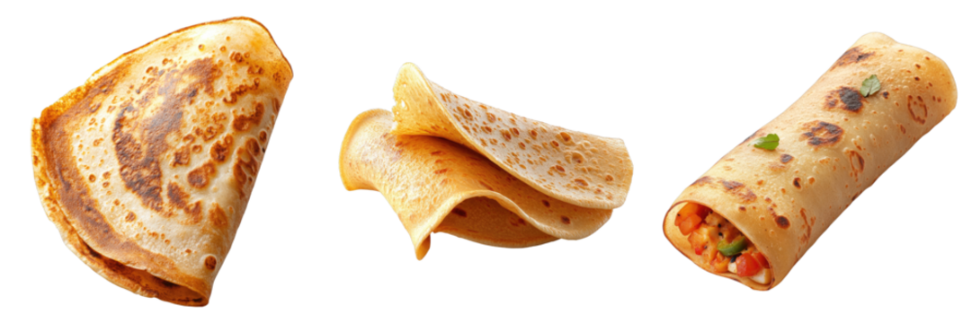 Variety of delicious wraps in different shapes, ready to be enjoyed