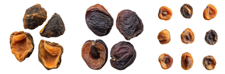 Dried fruit collection with variety of cut styles. A healthy snack option with various options