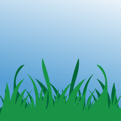 green grass on blue background