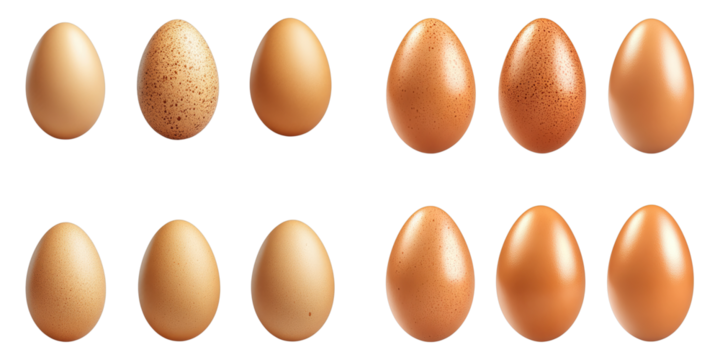 A collection of fresh brown eggs displayed