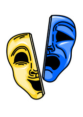 Illustration of two opposing masks