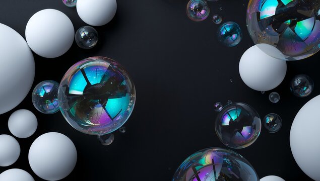 Spherical Harmony. A Dance of Light, Shadow, and Reflection on a Dark Backdrop.