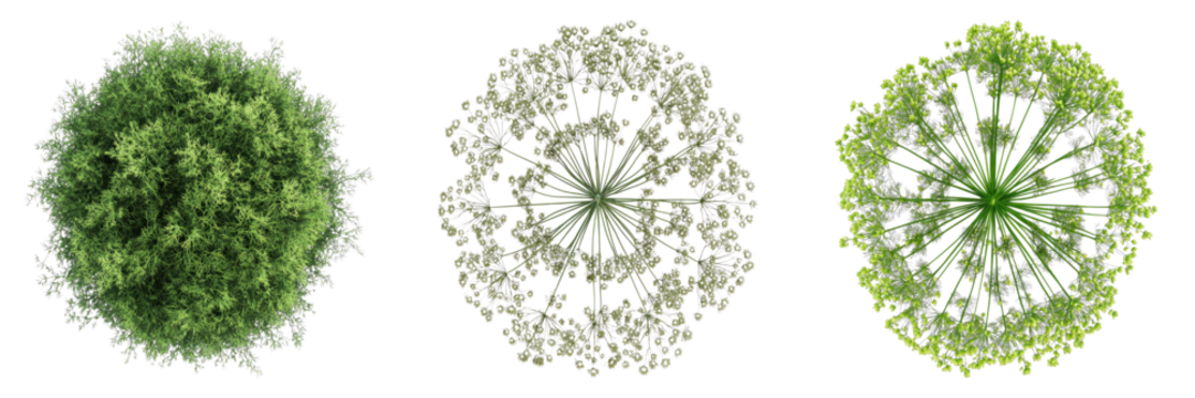 A Trio of different flower arrangement that has lush green