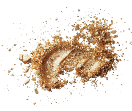 Golden glitter burst creates an eye-catching visual effect on a transparent background, perfect for party invitations, decoration, and artistic designs that shine