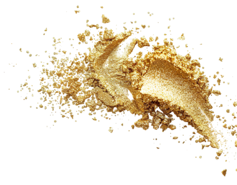 A vibrant golden glitter burst floats on a transparent background, creating a dazzling effect ideal for adding sparkle to any festive project or celebration