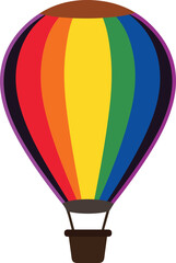 Colorful hot air balloon vector illustration isolated on transparent background