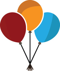 Colorful balloons isolated on transparent background