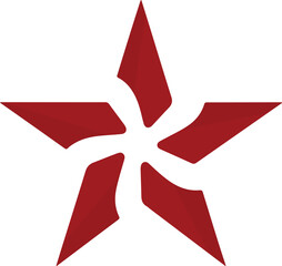 Red star isolated on transparent background