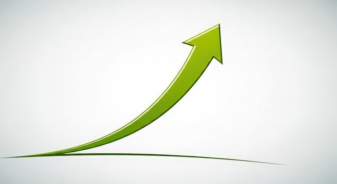 Green arrow indicating upward growth momentum bull market optimism and rising finance