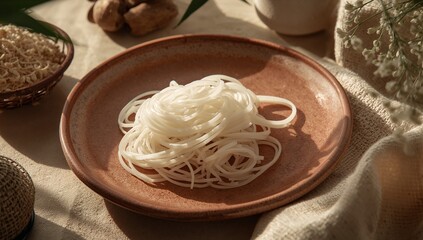 Still Life with Plate and Soft Textures. An Exploration of Shadows and Forms.