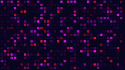 Abstract grid of flickering pink and red lights, digital background animation - Powered by Adobe