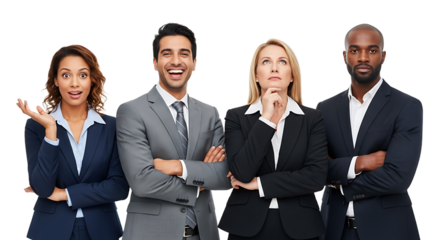 Diverse Professional Business Team Standing Together Confidently Ready for Corporate Success and Collaboration PNG Isolated Background