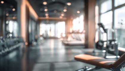 Blurred Gym Interior With Abstract Fitness Equipment Displayed In The Background, Creating A Modern And Dynamic Atmosphere For Exercise.