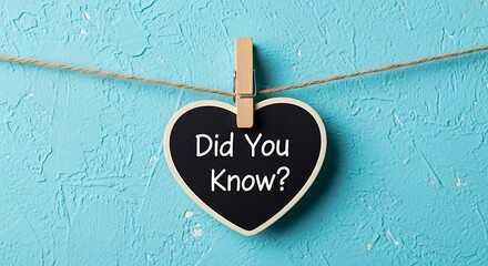 Heart shaped chalkboard with Did You Know text hanging on twine message