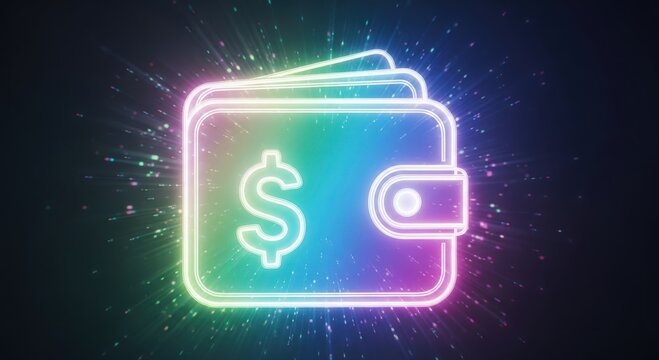 Futuristic digital currency display, Modern holographic finance icon glowing vibrantly