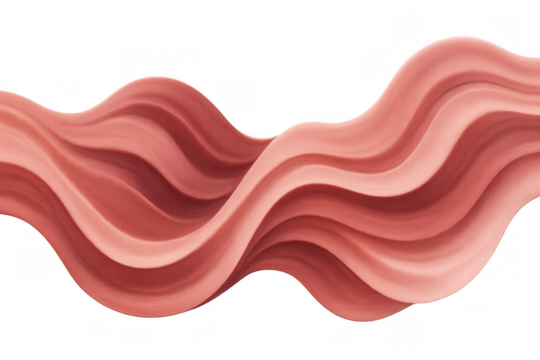 Flowing abstract pink and red liquid wave creating modern colorful design with transparent background