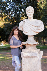 Statue and girl