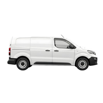White panel van isolated on transparent background for commercial use