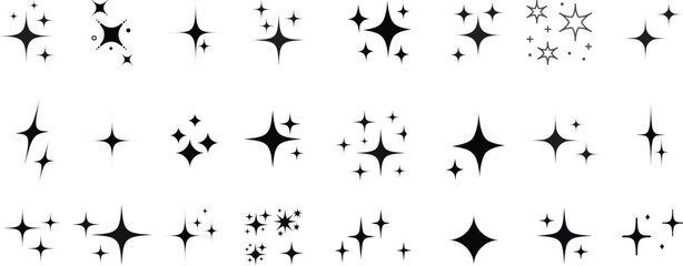 Sparkle star icons. Shine icons. Stars sparkles vector. star sparkle icon, blinking shining star, sparks and sparkle shapes vector illustration Sparkle vector icons set. Shine symbol illustration.