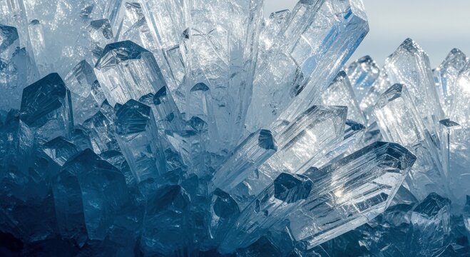 Sparkling icy mosaic, Refraction across angular ice formations produces dazzling display