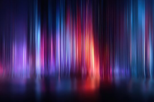 Vibrant abstract neon light streaks with blue, purple, and red gradient for futuristic cityscape and nightlife scenes