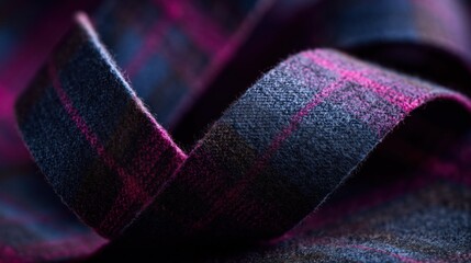 Wool tartan fabric texture macro detail