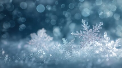 Crystal snowflakes macro winter background