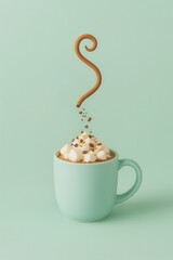 Hot chocolate with marshmallows and cinnamon minimal