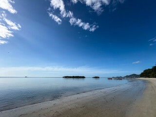 Quiet sandy beach on a beautiful sunny landscape in Koh Samui Island, Thailand