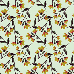 Elegant trendy vector ditsy floral seamless pattern design of beautiful abstract flowers and leaves. Foliage repeat texture background. Suitable for wallpaper, surface printing and textile