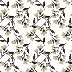 seamless vintage floral pattern on grey