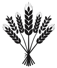 Fototapeta premium Elegant wheat sheaf illustration with simple black vector drawing featuring natural cereal crops