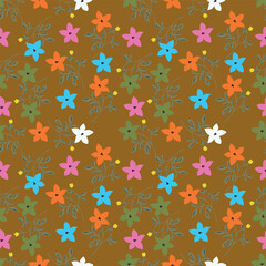 abstract a solid multicolor small and big flower mixed vector pattern arrangement with medium color, all over vector design with white background illustration digital