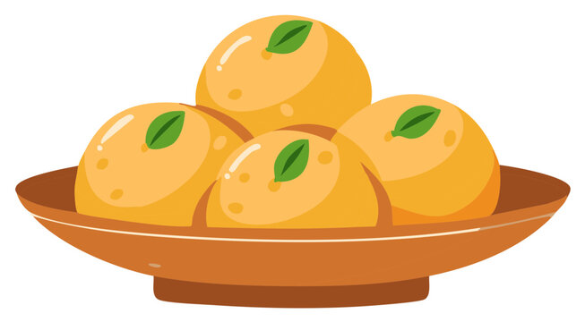 Sweet Dish Cartoon Style Indian Sweets Dessert Bowl Traditional Food Illustration