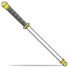 Naklejka premium Cartoon Illustration of a Sword with Yellow and Black Details