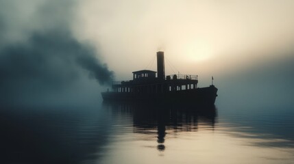 Silhouette of a boat on water at sunset