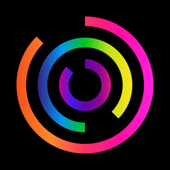 Abstract Gradient Ellipse Lines. Spiral Rainbow Ribbon Vector Background with Dynamic Geometric Curves