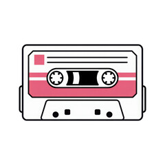 Naklejka premium Retro pink cassette tape illustration isolated on transparent background