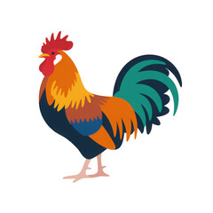 Fototapeta premium Colorful stylized rooster illustration isolated on transparent background