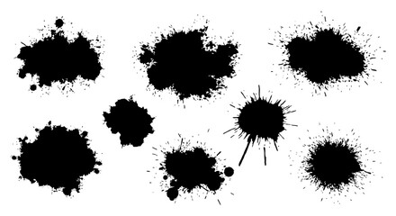 Dynamic ink blots and splashes create an edgy modern feel, perfect for grunge designs or artistic accents offering dramatic flair