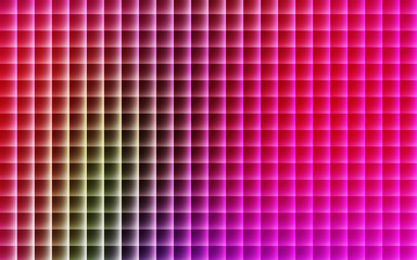 Abstract gradient grid pattern with glowing squares in pink and red background