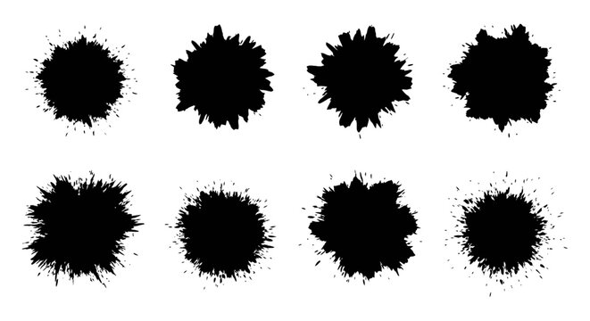 Dynamic ink blots create edgy, bold designs for striking posters and artistic backgrounds, perfect for impactful statements