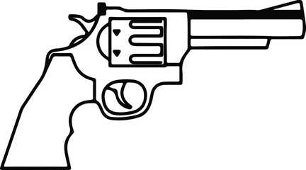Illustrator Handgun revolver weapon design concept black and white Silhouette vector