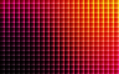 Abstract grid pattern with pink to orange gradient glow background squares