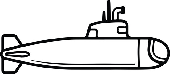 Illustrator Submarine military naval vessel transportation underwater silhouette vector