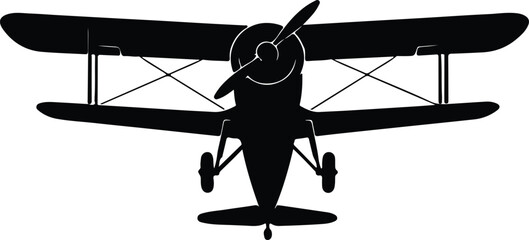 Illustrator vintage biplane flying transport aviation retro aircraft Silhouette vector © Golshan Ara Monny