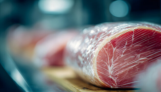 Medium shot focusing on biodegradable wrap tightly sealing fresh meat showcasing ecofriendly packaging solutions